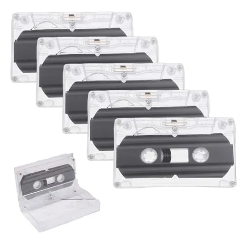 5er Pack Audio Cassette Empty Cassette Tapes,Rauscharm Audiokassetten,Audio Kassetten Leer,Leere Audio Kassetten für Musikkassetten- Rauscharm Hohe Leistung 60 Minuten Magnetband,für Vorlesungen usw