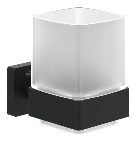 Villeroy & Boch Elements Striking Glashalter - Matt Black 99 x 123 mm - Eleganter Zahnputzbehälter aus hochwertigem Material, ideal für moderne Badezimmer und sorgt für Ordnung und Stil.