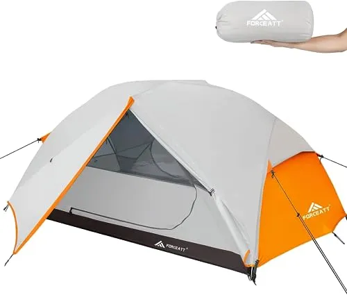 Forceatt TENT-2-PERSON-C-H-JH-191101 - 2-Personen Zelt in Grau - Kuppelzelt für 2 Personen, wasserdicht und winddicht, mit schnellem Aufbau in nur 3 Minuten – ideal für Camping und Trekking.