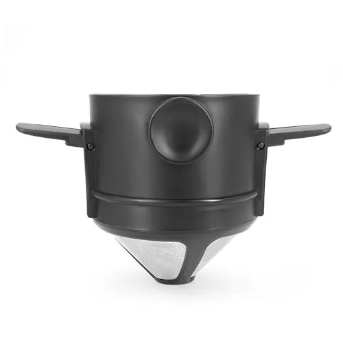 Stück Wiederverwendbarer Kegel-Kaffeetropffilter, Edelstahl-Kegel-Kaffee-Tropffilter, Kaffeefilter zum Übergießen, Wiederverwendbarer Edelstahl Kaffeetropfer, für Reisen Camping (Schwarz) 1