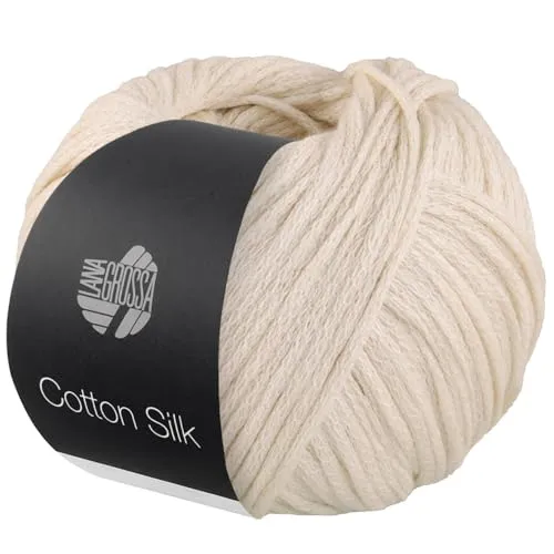 LANA GROSSA Cotton Silk | Edles Effektgarn aus Maulbeerseide gefüllt mit Baumwolle | Handstrickgarn aus 70% Baumwolle & 30% Seide | 50g Wolle zum Stricken & Häkeln | 140m Garn FB 13
