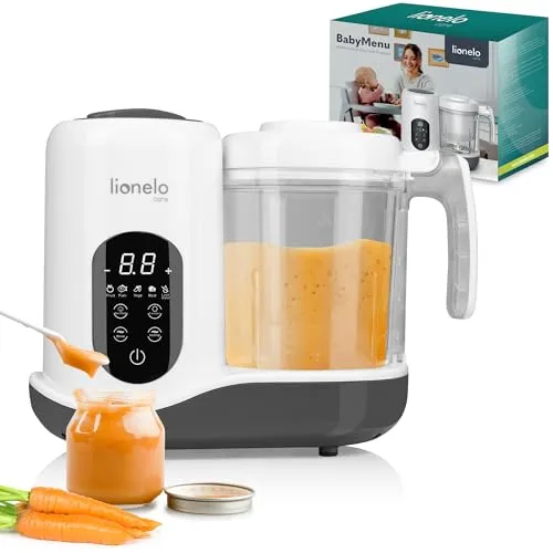 LIONELO BABYMENU Multifunktionale Küchenmaschine - Universalküchenmaschine für Babynahrung mit 4 Programmen: Dämpfen, Mixen, Erhitzen, Auftauen. Ideal für gesunde Ernährung und einfache Zubereitung von Babygerichten.