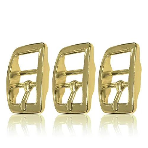 Gürtelschnalle aus Metall, 3 Stück im Set, Gürtelschnallen für Damen und Herren, Buckle, 20 mm Schlitzmaß, Dornschliesse, Belt, auch für Biothane Adapter (Gold)