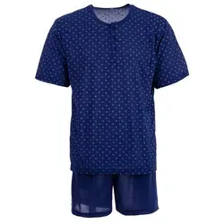 Lucky Schlafanzug Pyjama Set Shorty - Knöpfe Rechteck blau XXL