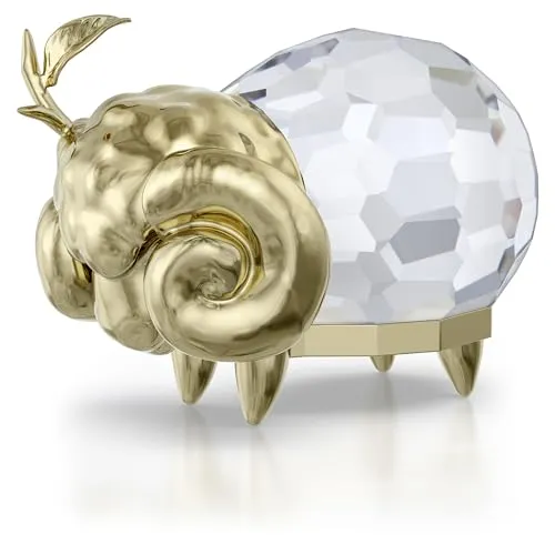 Swarovski Zodiac Aries Figurine - Nussknacker-Design, goldfarbene Akzente und 98 präzise geschliffene Facetten, perfekte Geschenkidee für Geburtstagskinder und Astrologie-Liebhaber.