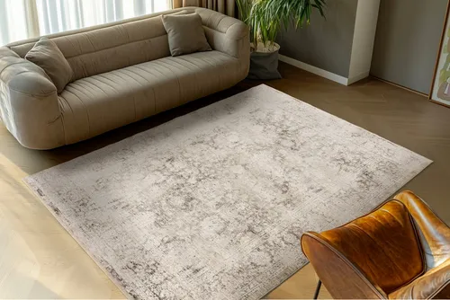 Obsession Teppich My Bella 233 - Vintage Design in Grau - Teppich in rechteckiger Form, 140 x 200 cm, mit Hoch-Tief Effekt und Fransen. Ideal für stilvolle Wohnräume, pflegeleicht und fußbodenheizungsgeeignet.