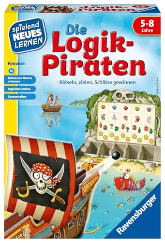 Ravensburger Die Logik-Piraten - Aktionsspiel für Kinder - Gesellschaftsspiel für 1-4 Spieler ab 5 Jahren, fördert logisches Denken und Teamarbeit in spannenden Piratenabenteuern.