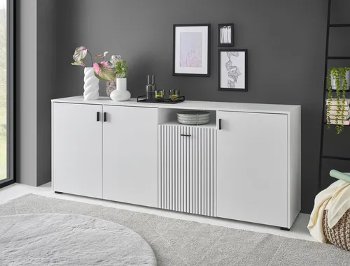 Stylisches Sideboard in Weiß, 200 cm Breite in schwarz von Home Affaire