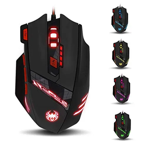 zelotes T90 Gaming Maus – 9200 DPI, 8 programmierbare Tasten, Multi-Modi LED