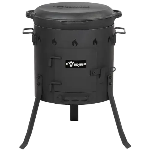 BBQ-Toro Gusseisen Kazan Ø 35 cm | 12,1 L - Außenküchen | Vielseitiger Gusseisen-Kazan für gleichmäßiges Garen und perfekte Grill- oder Kochstelle, ideal für Plov und mehr.