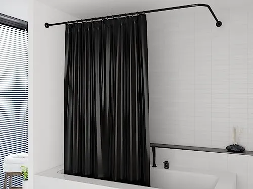probath PEVA DUSCHVORHANG Uni SCHWARZ 120x220 cm, EXTRA LANG, INKL. Schwarze DUSCHVORHANGRINGE