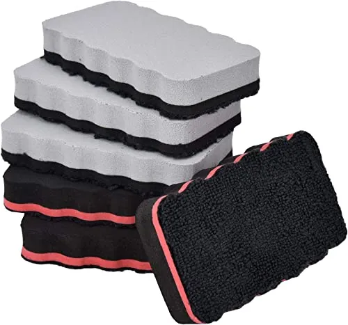 Willingood 6er Set Whiteboard Schwamm, Magnetische und Handwaschbare Whiteboardlöscher, Mikrofaser Whiteboard Radierer für Flipchart, Memoboard, Magnettafel, Schreibtafel (3 Schwarz + 3 Grau)