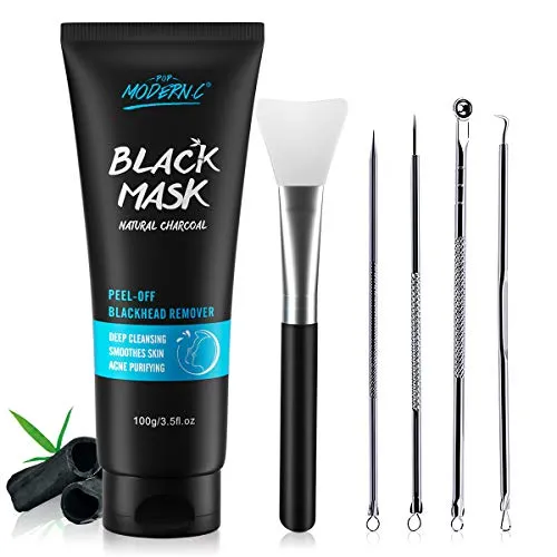 Produktbild Mitesser-Entfernungsmaske, Peel-Off-Maske, Bambuskohle-Schwarzmaske zum Entfernen von Mitessern, Nasenmaske, Hautreinigung zum Entfernen von Akne-Mitessern, Mitesser-Entfernungsset und Maskenbürste