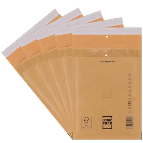LOGIC PACK 100 Luftpolsterumschläge Luftpolstertaschen Braun C3 170 x 225 mm Gepolsterte Briefumschläge, Haftklebend Versandtaschen mit Luftpolsterfolie für DIN A5