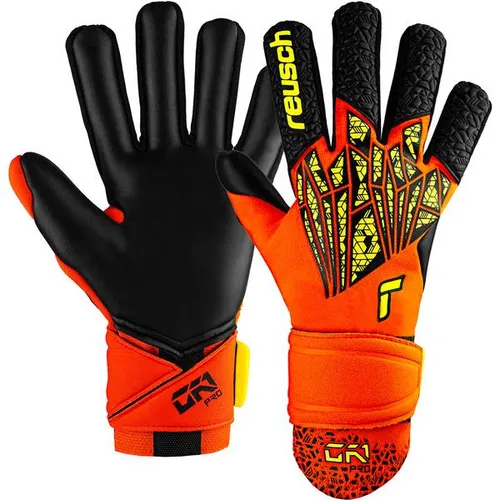 Reusch GK1 Pro Torwarthandschuhe - Sportliche Torwarthandschuhe für Damen in orange-gelb, mit hervorragendem Grip für optimale Ballkontrolle und Schussabwehr. Ideal für ambitionierte Torhüterinnen.