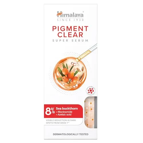 Himalaya Super Serum Pigment Clear Azelainsäure & Niacinamid Aufhellendes Gesichtsserum mit Sanddorn für dunkle Flecken, Hyperpigmentierung und einen ebenmäßigen Hautton, 30ml