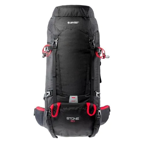 Hi-Tec Stone 50 Rucksack, Schwarz/Rot, für Erwachsene, Unisex, Schwarz (Black), Einheitsgröße