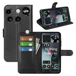 Klapphülle mit Kartenfächern, Standfunktion und Magnetverschluss,Hülle für Nothing Phone 3 - Schwarz