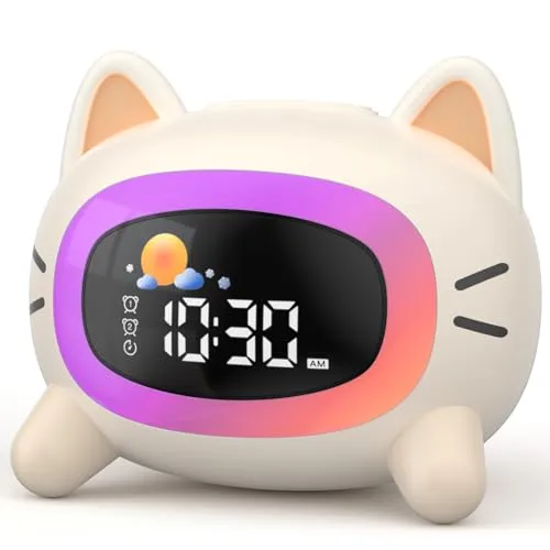 LIORQUE Wecker Kinder Lichtwecker Kinder Schlaftrainer Kinder Nachtlicht Dual Wecker Schlaftraining Soundmaschine Wiederaufladbar Kinderwecker Kleinkind Jungen Mädchen