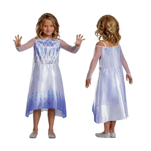 Disney Offizielles Standard Frozen Elsa Kostüm Mädchen, Elsa Kleid Mädchen, Eiskönigin Kostüm Mädchen, Elsa Kostüm Kinder, Karneval Fashingskostüm Prinzessin Kostüm für Kinder XS