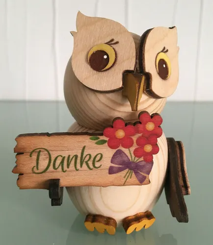 Holzfigur Mini-Eule mit 