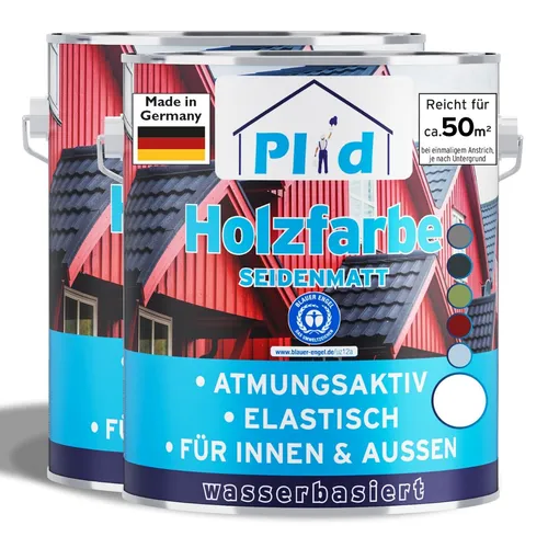 Holzfarbe 5l Weiß - Schnelltrocknende Schutzfarbe für Holz - Lacke für Holz mit 50m² Abdeckung, schnelltrocknend in 6 Stunden, ideal für schnelle Renovierungsprojekte.