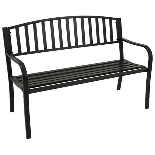 DEGAMO Gartenbank Parkbank Newport 2-Sitzer aus Metall - Bänke für den Garten, stilvoller Blickfang mit symmetrischem Rückenteil und extra breiter Sitzfläche für bequemes Sitzen zu zweit.