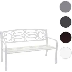 Gartenbank HWC-F44, 2-Sitzer aus pulverbeschichtetem Stahl - Gartenbank für 2 Personen, stabil und elegant, mit Armlehnen und Bodenschonern. Ideal für Terrasse oder Balkon, um entspannte Stunden im Freien zu genießen.