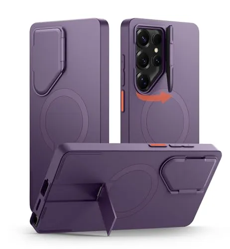 SURITCH Magnetisch Hülle Kompatibel mit Samsung Galaxy S25 Ultra 5G Handyhülle mit Metall Ständer & Kameraschutz Stoßfest Schutzhülle Kratzfest Case für Galaxy S25 Ultra (Lila)