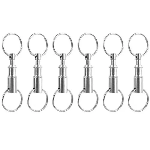 UOOOM 6ER Schnellverschluss Abnehmbare Tragbarer Schlüsselanhänger drehbarer Schlüsselbund mit 2 Split Ringe (6Stk.)