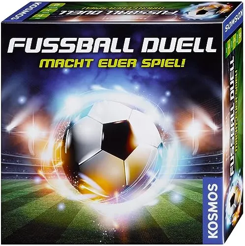 Kosmos 697792 - Fußball-Duell - Gesellschaftsspiel für 2-4 Spieler, spannend und taktisch. Erlebe Fußball-Action mit Taktik-Karten und Torschuss-Entscheidungen in nur 25 Minuten Spielzeit! Ideal für die ganze Familie ab 8 Jahren.