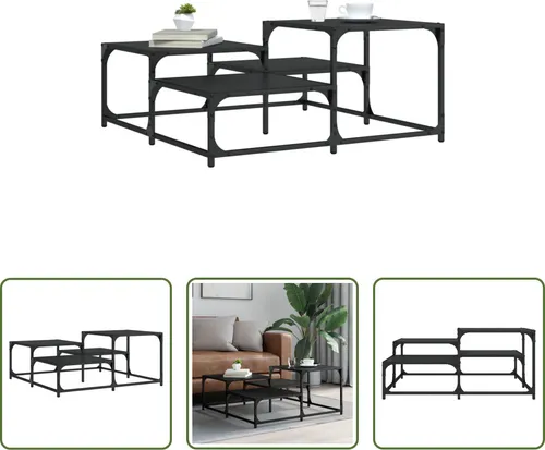 The Living Store Couchtisch Schwarz 87,5x87,5x40 cm
