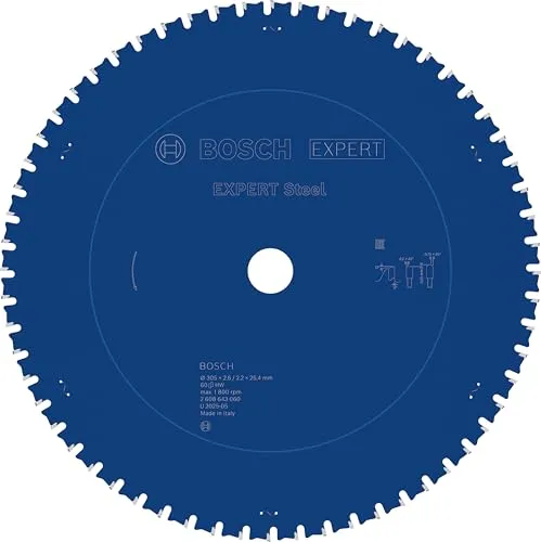 Bosch Kreissägeblatt Expert for Steel 2608643060 - 305 x 25,4mm, 60 Zähne, langlebig mit einzigartigen Microteq-Zähnen für präzise Stahlbearbeitung