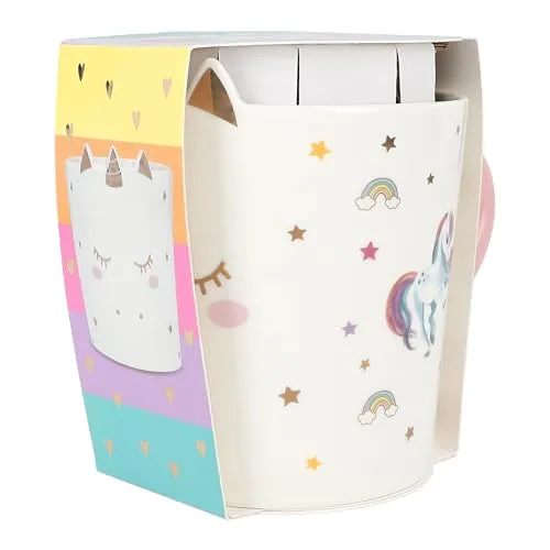 Depesche 13069 Ylvi Becher Einhorn - Porzellan Tasse mit goldenem Einhorn-Aufdruck, ideal für Mädchen und Einhorn-Fans, 300 ml Füllmenge