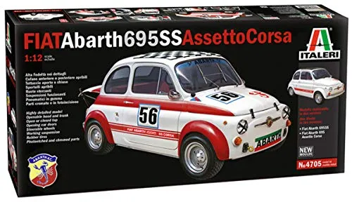 Italeri 4705S FIAT 4705-1:12 Abarth 695 SS - Fahrzeug-Modellbausätze, detaillierter Plastikbausatz für echte Modellbau-Fans, ideal für präzise Nachbauten und kreative Gestaltung.