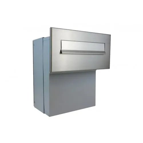 F-046 Mauerdurchwurf-Briefkasten Edelstahl in weiß von Letterbox24