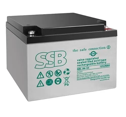 SSB SBL 26-12i AGM Batterie 12V 26Ah (C10) - Batterien & Akkus, leistungsstarke AGM Batterie mit einer Lebensdauer von 10-12 Jahren, ideal für USV-Anlagen und Notbeleuchtung.