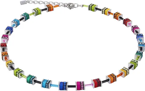 COEUR DE LION Collier Edelstahl Classic Polaris und Classic Pastel - Elegante Halskette aus Edelstahl mit bunten Würfeln und Strasssteinen, perfekt für jeden Anlass. Handgefertigt in Deutschland für höchste Qualität und Stilbewusstsein.