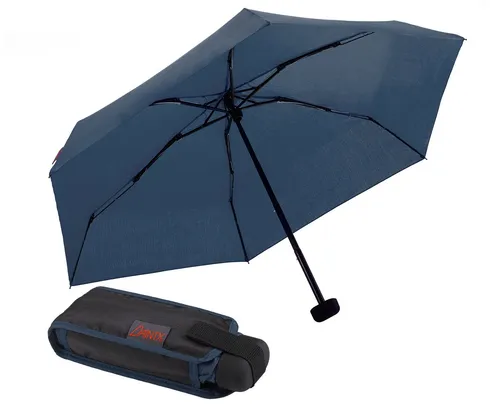 EuroSCHIRM® Taschenregenschirm Dainty, marineblau - Kompakter Regenschirm in marineblau, besonders leicht (195 g) und super flach (15,5 cm geschlossen), ideal für unterwegs.