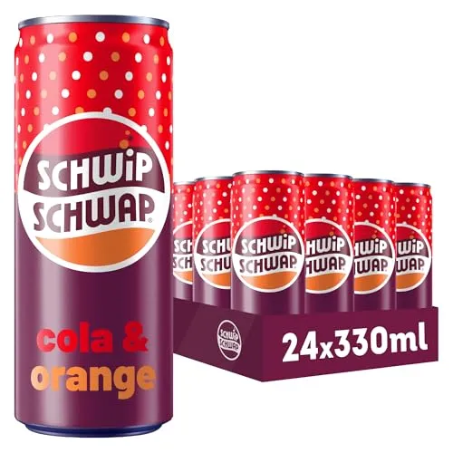 SCHWIPSCHWAP, Das Original – Koffeinhaltiges Cola-Erfrischungsgetränk mit Orange, EINWEG Dose (24 x 0.33 l)