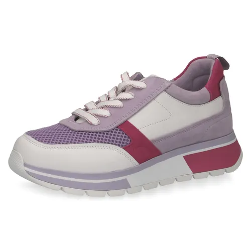 Caprice Sneaker - Pink/Weiß Leder/Synthetik Größe: 37 - Schnürer für Damen von Caprice, modern mit verstärkter Zehen- und Fersenkappe. Ideal für modebewusste Frauen, die Komfort und Stil in einem suchen.