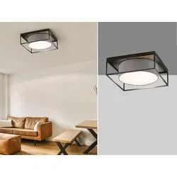 Moderne Deckenleuchte 60x60cm mit Leinenstoffschirm in Grau - Stilvolle Deckenleuchte für jedes Zimmer, dimmbar und inklusive LED Leuchtmittel. Perfekt für ein gemütliches Ambiente und kreative Lichtgestaltung.