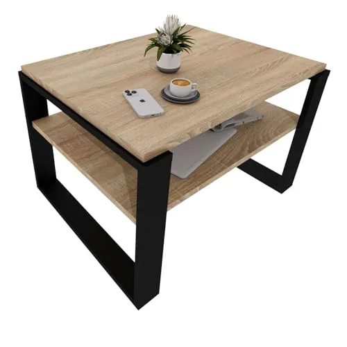 CraftPAK Kaja 63 Couchtisch - Beistelltisch fürs Wohnzimmer, stabil und modern mit zusätzlicher Ablagefläche, aus kratzresistentem Holzwerkstoff für langlebigen Gebrauch.