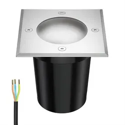 ledscom.de Bodeneinbauleuchte RELI für außen, IP67, edelstahl, gefrostet, eckig, 11 x 11cm inkl. LED Lampe 630lm warmweiß