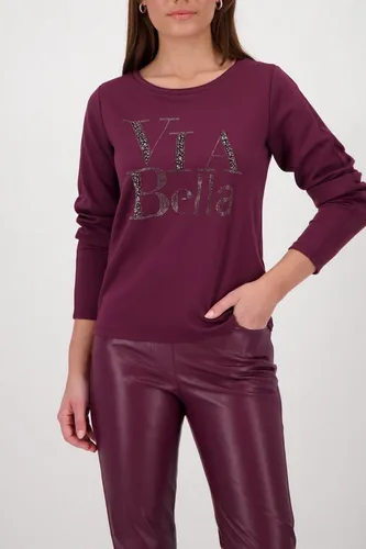 Monari Damen Sweatshirt mit Schmuckschrift - Modisches Sweatshirt in bordeaux für Damen, taillenbedeckend mit Rundhalsausschnitt und langem Arm. Angenehmer Webstoff sorgt für ein luftiges Tragegefühl.