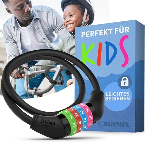 Büchel Fahrradschloss I Farbenfroh und ohne Schlüssel I Zahlenschloss, fahrrad zubehör kinder, fahrradzubehör, Schwarz