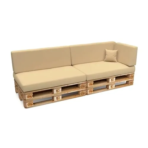 POKAR Palettenkissen Wasserabweisend Palettenauflagen mit abnehmbarem Bezug Palettenmöbel Palettensofa 6er Set: Sitzkissen 120x80 + Rückenlehne 120x40, Beige