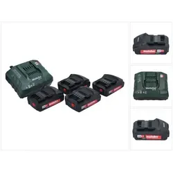 Metabo Basic Set 4x Li-Power Akkupack 18 V 2,0 Ah mit ASC 55 Ladegerät - 4x leistungsstarke Metabo Li-Power Akkus und ein innovatives Ladegerät für lange Lebensdauer und Sicherheit. Ideal für Heimwerker und Profis.