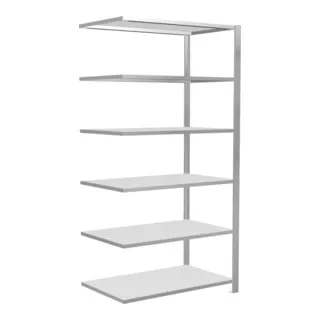 Büroregal Anbauregal Stecksystem MULTIplus150 - Regalsysteme - Robustes Stahlregal in lichtgrau, ideal für effiziente Büroorganisation und einfache Montage.