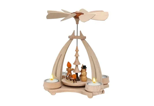 Dekohelden24 Weihnachtspyramide Pyramide aus Buchenholz mit Weihnachtsfiguren